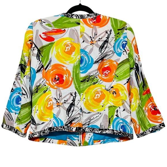 Peter Nygård Floral Zip Front Jacket Multicolor Painterly Print Size 10 - Picture 5 of 12